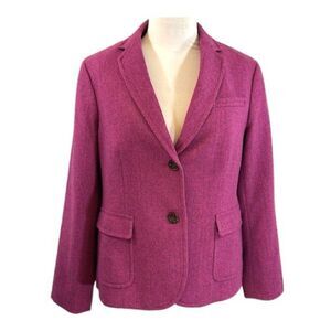 NWOT Talbots Aberdeen Herringbone Blazer Jacket  Pink Size 16 Wool Blend